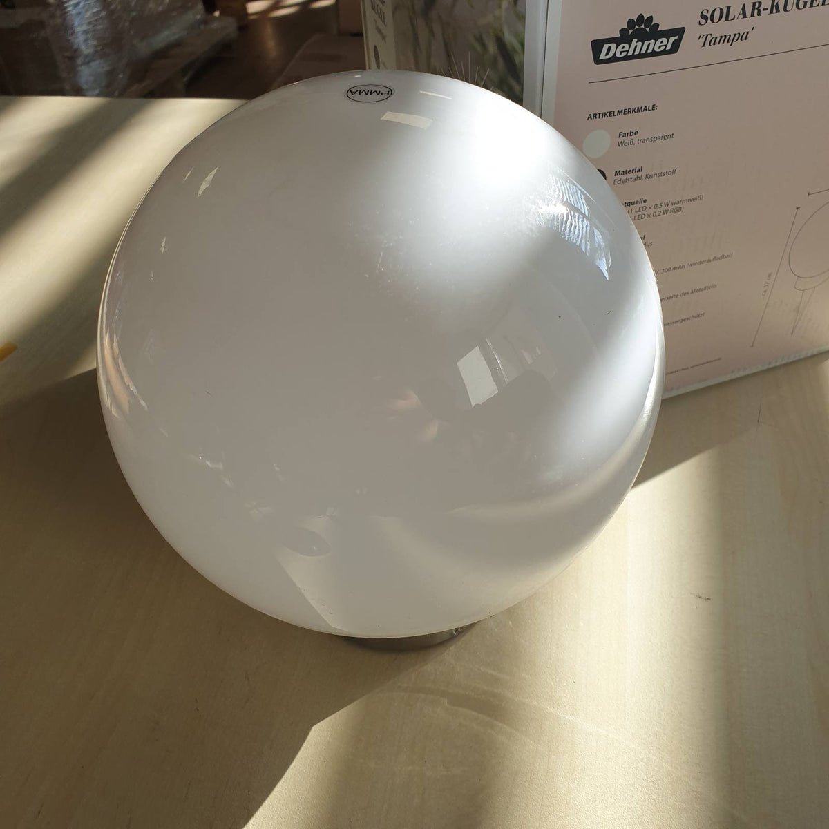 313744 - Dehner Sferë drite diellore me majë toke dhe ndryshim ngjyre, Ø 20 cm, plastike, e bardhë