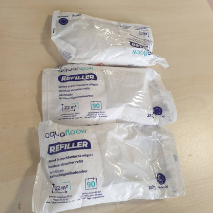 314918 - AQAUAFLOOW Qese Mbushëse 280g për Tharësin e Lagështisë, Paketa me 5, Granula, Parandalon Mykun, Mbron Muret, Eliminon Erërat e Këqija