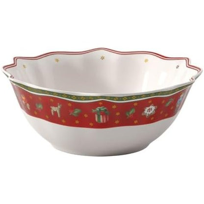 218214 - VILLEROY & BOCH Tas Toy's Delight, 19 cm, për biskota, Enë tavoline Krishtlindjesh prej porcelani, Qeramikë me motive Krishtlindjesh, Porcelan Premium, E bardhë-E kuqe