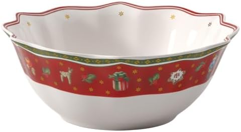 227234 - VILLEROY & BOCH Tas Toy's Delight, 19 cm, për biskota, Enë tavoline Krishtlindjesh prej porcelani, Qeramikë me motive Krishtlindjesh, Porcelan Premium, E bardhë-E kuqe
