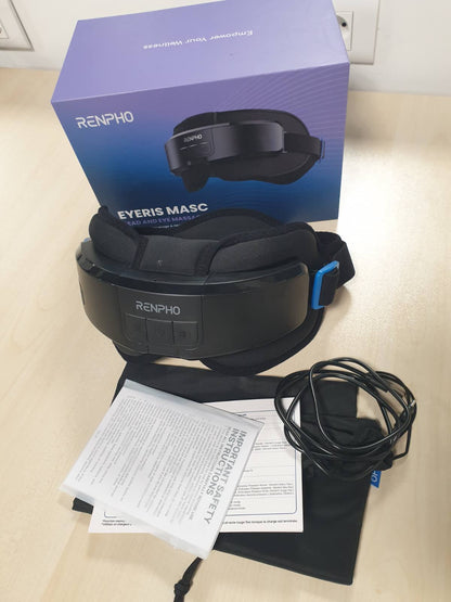 315362 - Masazhues për Sytë me Nxehtësi, Bluetooth, 3 Mënyra për Ballin, Pjesën e Pasme të Kokës dhe Tëmthat
