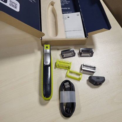 315735 - PHILIPS Berber OneBlade 360, Makinë rroje dhe shkurtuese elektrike për fytyrën dhe trupin, 3 tehe 360, 3 krehër për mjekër (1.3.5 inç), 1 komplet trupi, model QP2824/31