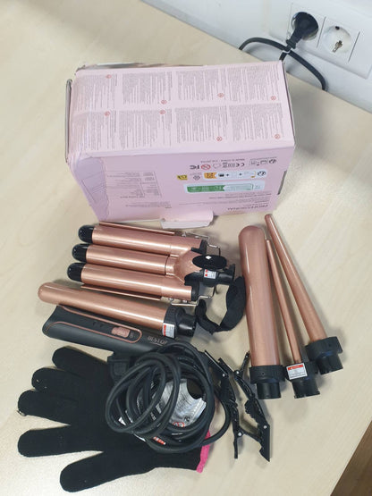 316201 - BESTOPE PRO Set hekuri kaçurrelash 5-në-1, me drejtues flokësh dhe hekur kaçurrelash 3-drejtimësh, ngrohje e shpejtë
