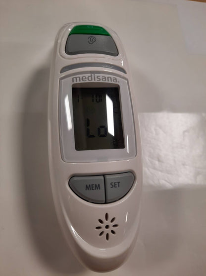 316493 - MEDISANA Termometër Klinik Dixhital Multifunksional TM 750 6-në-1, Ballë dhe Vesh për Foshnje, Fëmijë dhe të Rritur, Alarm Vizual për Ethet, Funksion Memorie dhe Matjeje Lëngjesh, i Bardhë