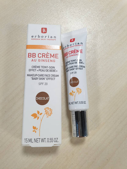 317030 - ERBORIAN Krem BB me Xhensen - 15 ml - Krem Dite me Ngjyrë me Efekt për Lëkurën e Bebes - Krem Korean për Fytyrën 5 në 1 me SPF 20 - Ngjyrë Lëkure: Çokollatë
