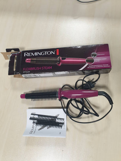 317118 - REMINGTON Furçë me ajër të nxehtë (Funksion avulli për stilim të butë) Furçë e rrumbullakët (Shufër ngrohëse me veshje qeramike, 2 rreshta qimesh me gjatësi të ndryshme, stilues për volum, hekur kaçurrelash) CB4N
