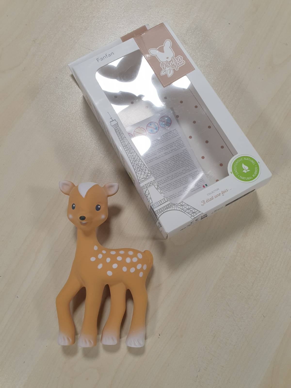 317121 - SOPHIE LA GIRAFE Fanfan the Fawn, 100% Gomë Natyrale, Zhvillon 5 Shqisat, Dhuratë për të Porsalindurit