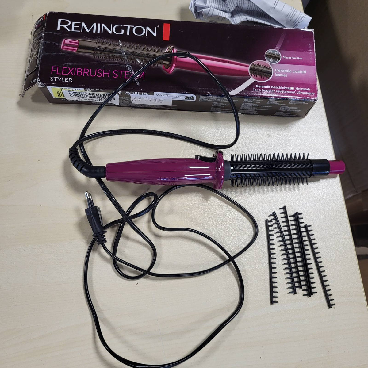 317135 - Remington Furçë me ajër të nxehtë CB4N, funksion avulli për stilim të butë, shufër ngrohëse me veshje qeramike, 2 rreshta qimesh