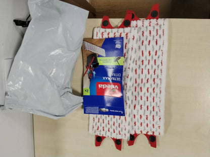 317288 - VILEDA Mbushje UltraMax 2-në-1, Sfungjer inovativ për mop me mikrofibër, Fibra të kuqe dhe gri, për mop të sheshtë UltraMax