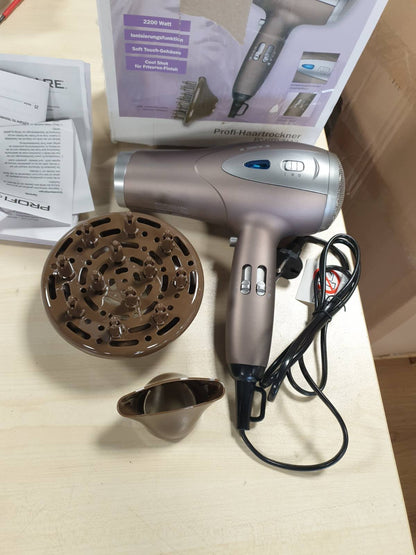 317437 - PROFICARE® Tharëse flokësh PC HTD 3113, 2200W, 3 nivele fuqie, 2 shpejtësi ventilatori, Cool Shot, difuzor dhe grykë stilimi, e lehtë për udhëtim