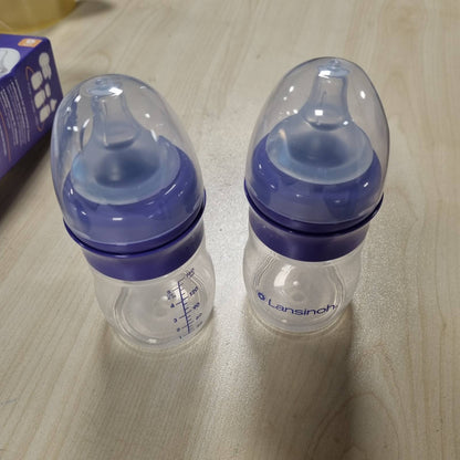 317548 - LANSINOH - Shishe për foshnje me thithkë NaturalWave madhësia S, 160 ml - pako dyshe - dizajn i ri kompakt për stabilitet të përmirësuar - me kapak që mund të grumbullohet