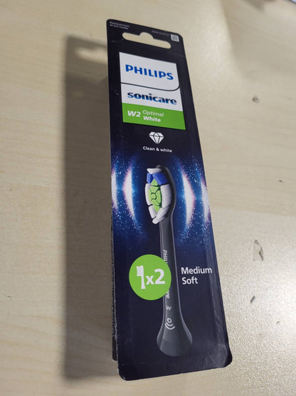 317620 - PHILIPS Sonicare W2 Optimal e Bardhë, Koka Furçash Zëvendësuese Origjinale, e Zezë, Pako me 2, HX6062/88