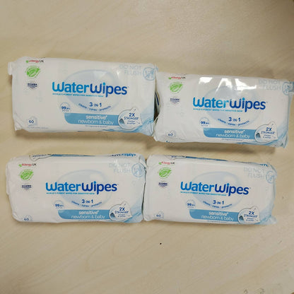 317683 - WATERWIPES Peceta Sensitive+ për të porsalindur dhe bebe, 240 peceta (4 pako)
