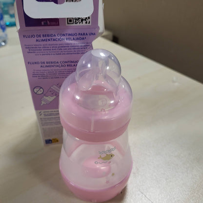 317751 - MAM Shishe Anti-Kolik, 160 ml, për të porsalindur, thithkë silikoni me rrjedhje të ngadaltë, vetësterilizuese, Rozë e Ndritshme
