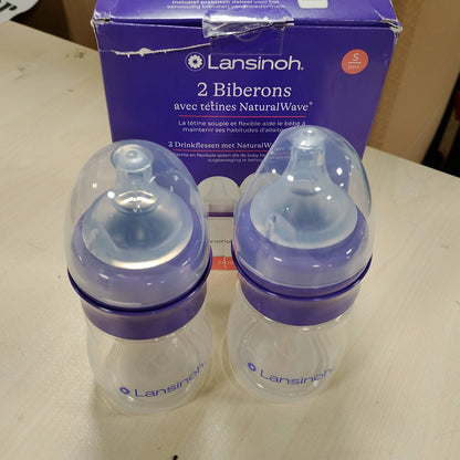 317796 - LANSINOH Shishe për foshnje NaturalWave madhësia S, 160 ml - pako dyshe, dizajn kompakt për stabilitet të përmirësuar, me kapak grumbullues