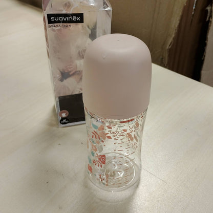 317804 - SUAVINEX Shishe për foshnje 270 ml me thithkë fiziologjike silikoni SX Pro, valvul antikolike, thithje mesatare (M), për foshnje 3+ muajsh, rozë