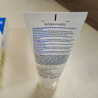 317822 - CERAVE Krem hidratues për fytyrën me SPF 50, 52 ml, për lëkurë normale deri të thatë, me 3 ceramide, niacinamidë dhe vitaminë E