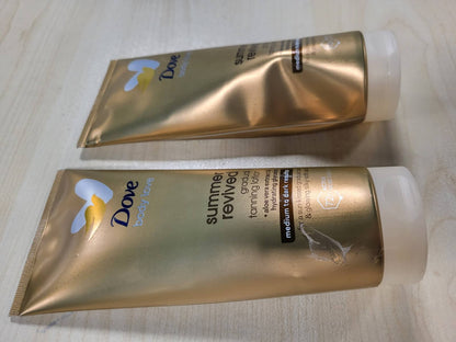 317823 - DOVE Losion trupi Summer Revived, 2 x 200 ml, me ngjyrë të mesme deri të errët, me Aloe Vera dhe Glicerinë