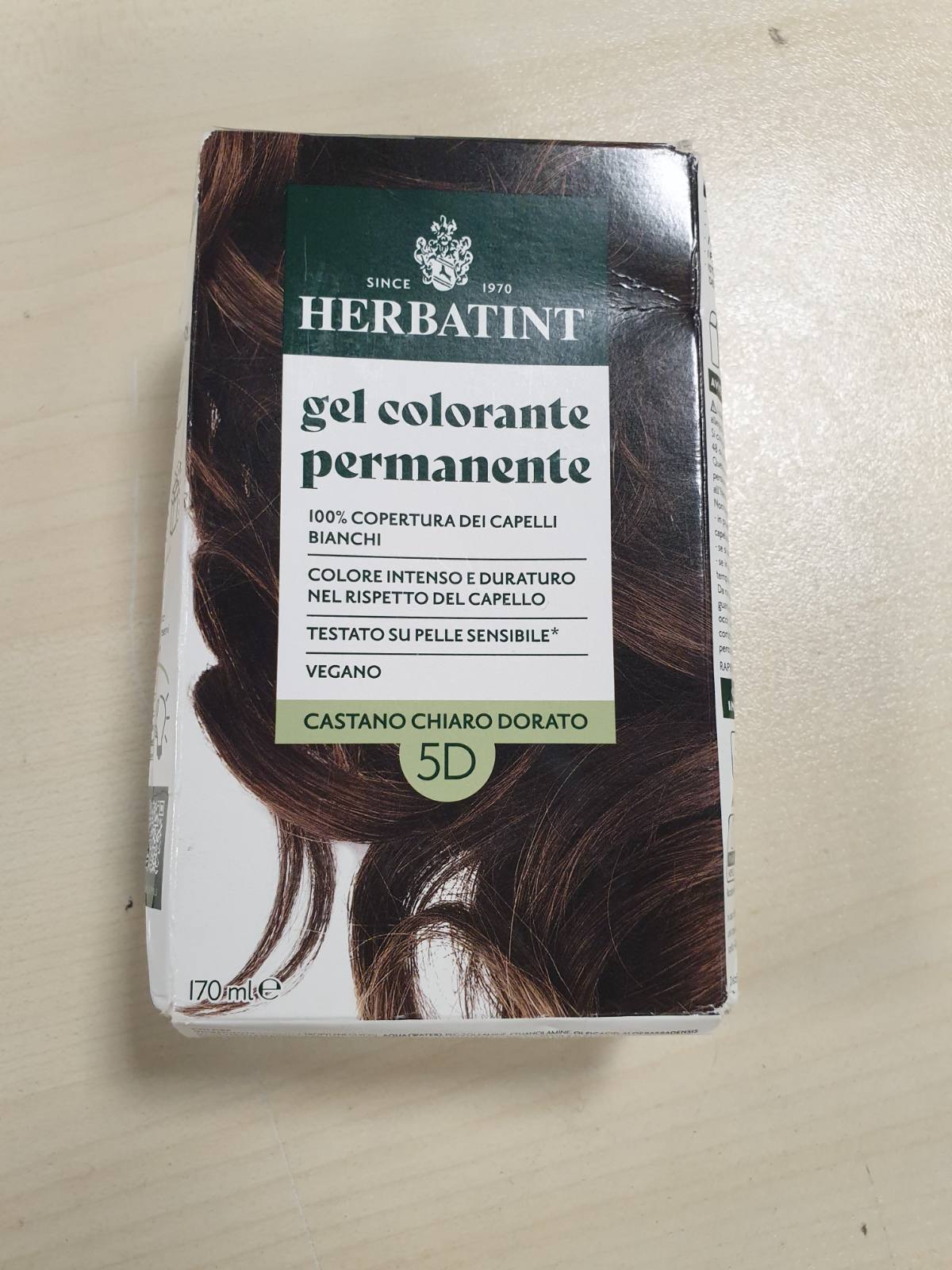 318109 - HERBATINT Xhel për Ngjyrosje të Përhershme për Flokë, 5D Ngjyrë e Artë e Çelët, 170 ml, pa amoniak