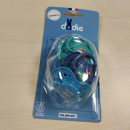 318152 - DODIE Bibera Essential Anatomike, Thithë për Bebe, 18+ Muaj, Blu, Jeshile, Papagall, Pako me 3 copë