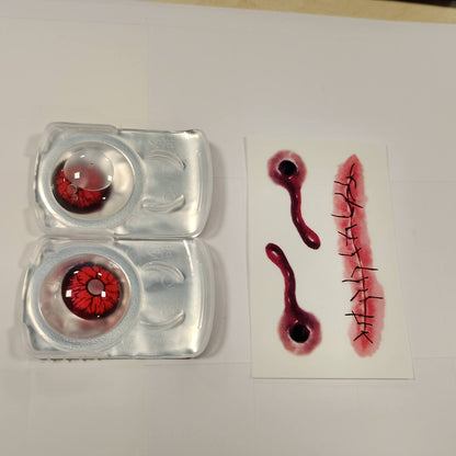 318725 - FXCONTACTS - Lente Kontakti me Ngjyrë Halloween Red DEVIL, 2 copë (1 palë), lente të buta ditore pa recetë