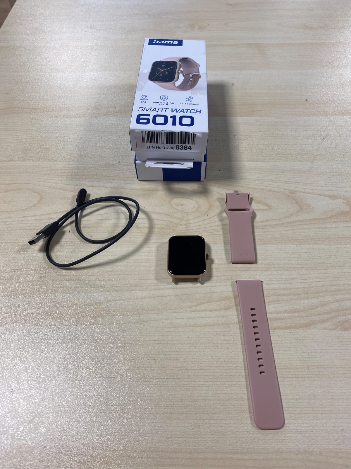 319468 - HAMA Ora inteligjente (ekran me ngjyra 1.65", funksion telefoni, GPS, IP68 + 3ATM, WhatsApp, email, asistent zanor, monitorues gjumi, 100 mënyra sportive + plane stërvitjeje, pedometër, monitor i rrahjeve të zemrës, kalorive, etj.) rozë