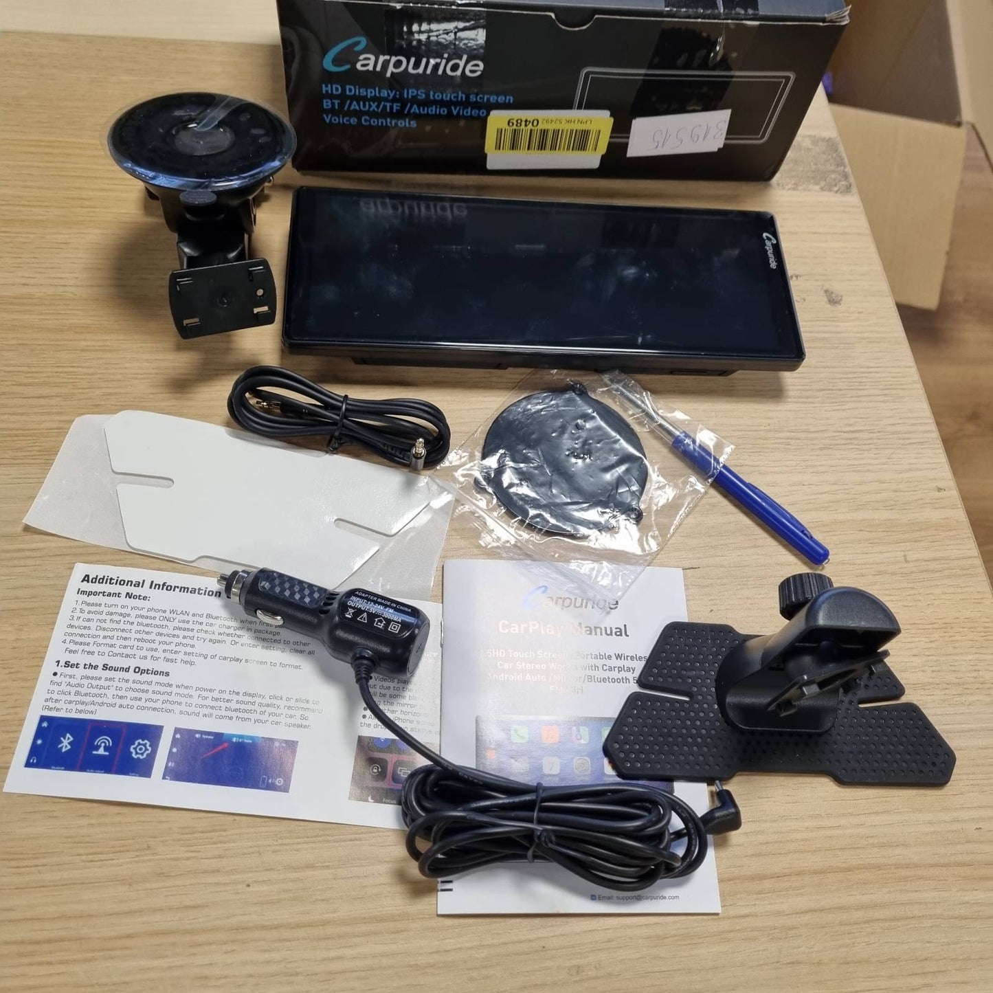 319515 - CARPURIDE V92, Radio Portative Pa Tel për Makinë me CarPlay dhe Android Auto, Ekran me Prekje HD 10.26 inç 1080P me BT 5.0, Montim me Lidhje Pasqyre për Panelin e Kamionit/RV-së