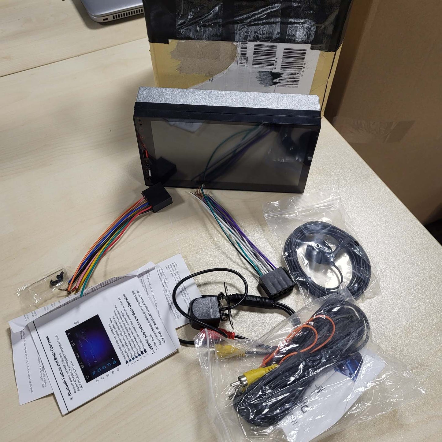 319655 - CAMECHO RADIO MAKINE ME DY DIN ME CARPLAY PA TEL DHE ANDROID AUTO, EKRAN ME PREKJE 7 INÇ, MIRRORLINK, BLUETOOTH, RADIO FM, EQ, AUX/USB, SWC + KAMERË PRAPA DHE MIKROFON
