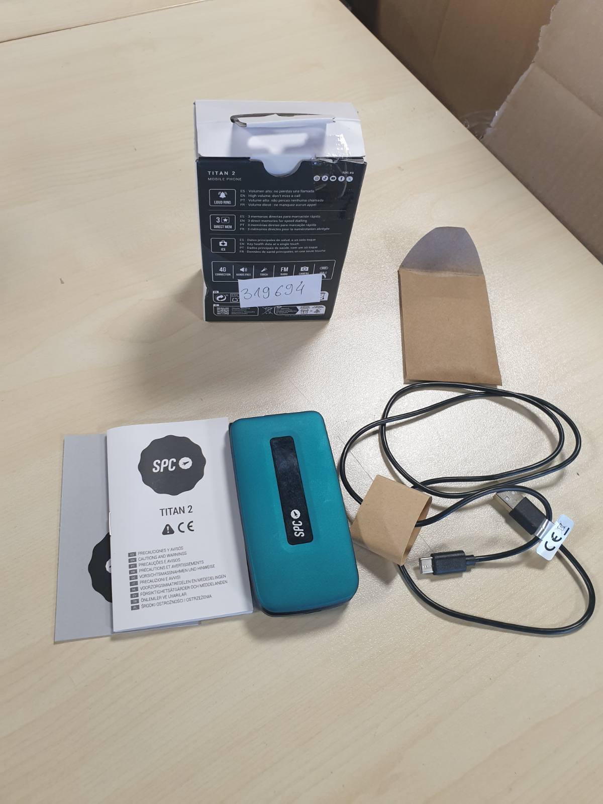 319694 - SPC TITAN 2 Telefon 4G i palosshëm për të moshuarit, butona të mëdhenj, tingull 105dB, ekran 2.4", jetëgjatësi baterie 7-ditore, blu