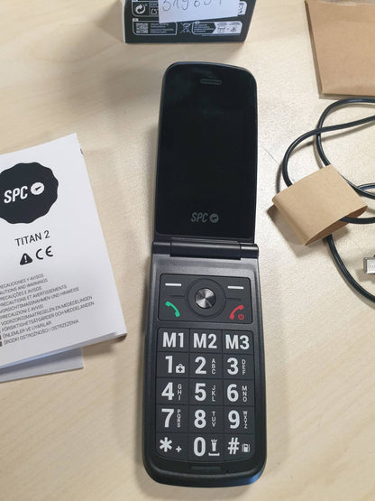 319694 - SPC TITAN 2 Telefon 4G i palosshëm për të moshuarit, butona të mëdhenj, tingull 105dB, ekran 2.4", jetëgjatësi baterie 7-ditore, blu