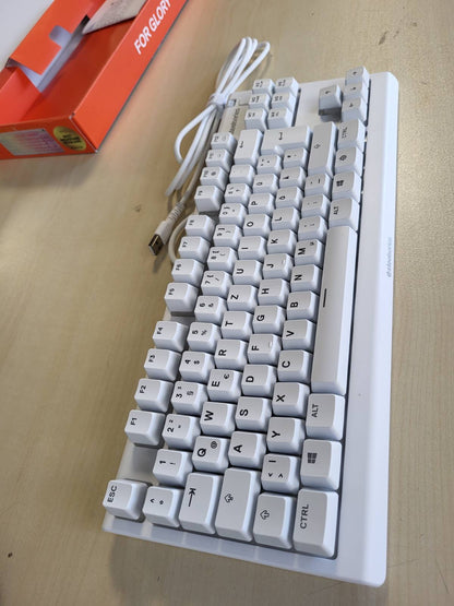 319698 - STEELSERIES APEX 3 TKL Tastierë lojërash e bardhë RGB, faktor forme kompakt, ndriçim RGB me 8 zona, rezistent ndaj ujit dhe pluhurit, çelësa shumë të qetë, paraqitje gjermane QWERTZ