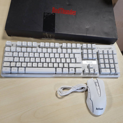 319739 - CMF Kombinim Tastiere dhe Mausi pa tel RedThunder K10, Ndriçim Prapa, Paraqitje Franceze AZERTY, Lidhje 2.4 GHz, Bateri Rikarikueshme 3800mAh, Maus 3200 DPI për PC, Mac, PS5, Xbox - i Bardhë