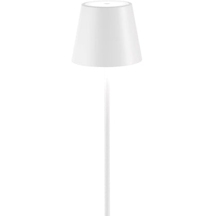 ZAFFERANO Poldina Pro, Llambë tavoline e rikarikueshme dhe pa tel me kontroll me prekje, E përdorshme si llambë e jashtme, Dimmer 2200-3000 K, Lartësia 38 cm, E bardhë
