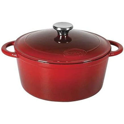 250964 - SITRAM 710842 Tradifonte Ena e rrumbullakët prej gize të emaluar 2.5L Ø21 cm - E kuqe jashtë, E bardhë brenda - Kapak çeliku inox, Përshtatshëm për të gjitha burimet e nxehtësisë