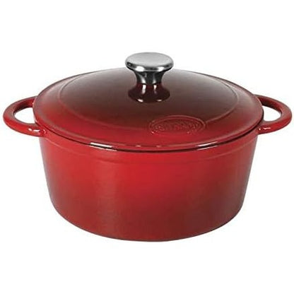 250964 - SITRAM 710842 Tradifonte Ena e rrumbullakët prej gize të emaluar 2.5L Ø21 cm - E kuqe jashtë, E bardhë brenda - Kapak çeliku inox, Përshtatshëm për të gjitha burimet e nxehtësisë