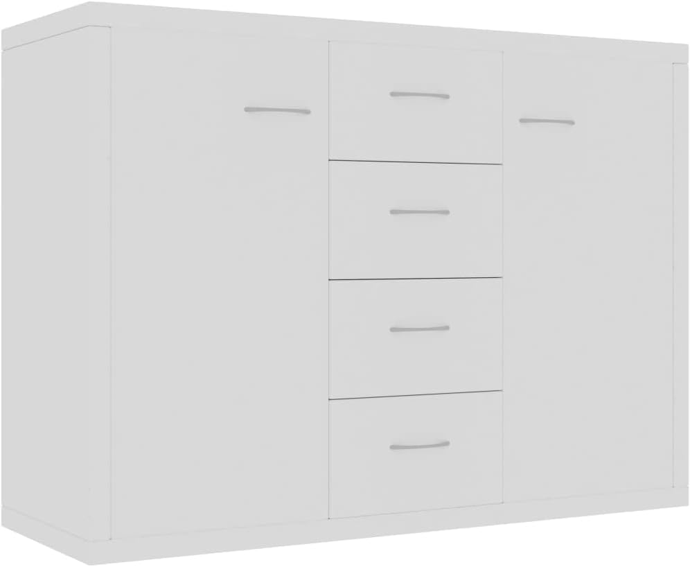 265294 - vidaXL Bufe e Bardhë 88×30×65 cm me 4 Sirtarë dhe 2 Dyer