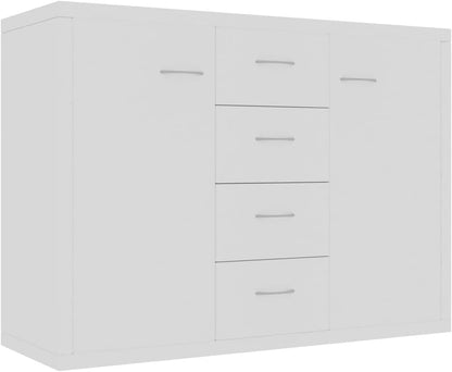 265294 - vidaXL Bufe e Bardhë 88×30×65 cm me 4 Sirtarë dhe 2 Dyer