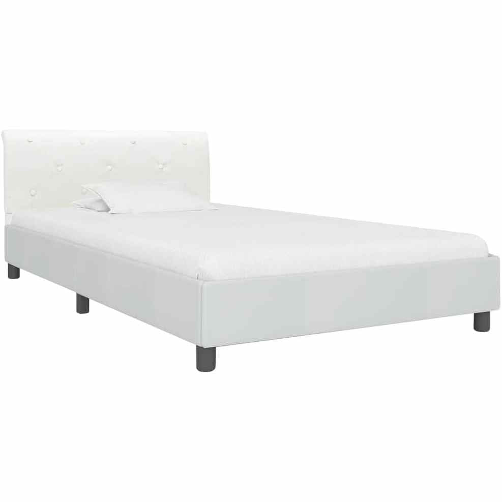 265364 - vidaXL Kornizë Shtrati 100×200 cm prej Lëkure Artificiale – E Bardhë