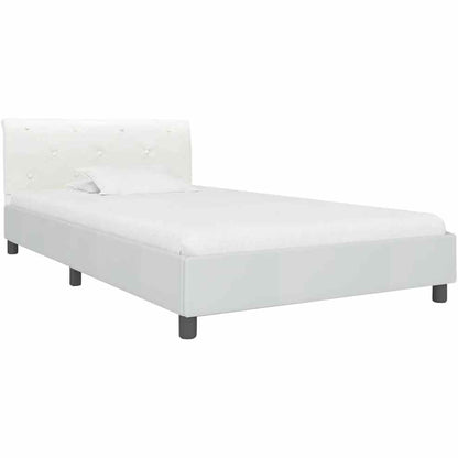 265364 - vidaXL Kornizë Shtrati 100×200 cm prej Lëkure Artificiale – E Bardhë