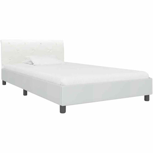 265364 - vidaXL Kornizë Shtrati 100×200 cm prej Lëkure Artificiale – E Bardhë