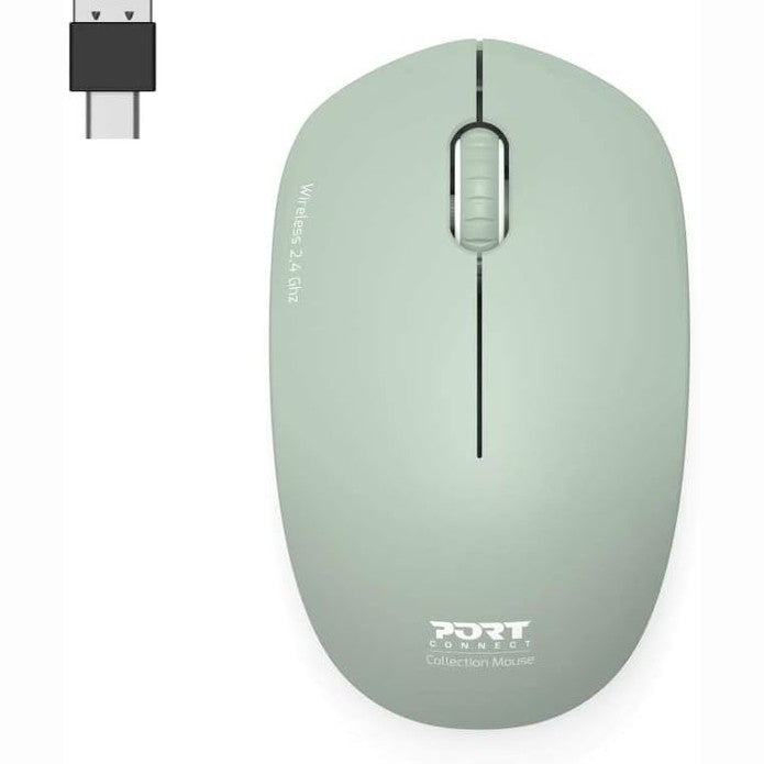 273613 - Port Connect Koleksioni i Mouse-ve për PC Wireless 2.4 GHz, Sensor Optik 1600 dpi, 3 Butona, Kompakt, Ambidextrous, Jeshile Ulliri