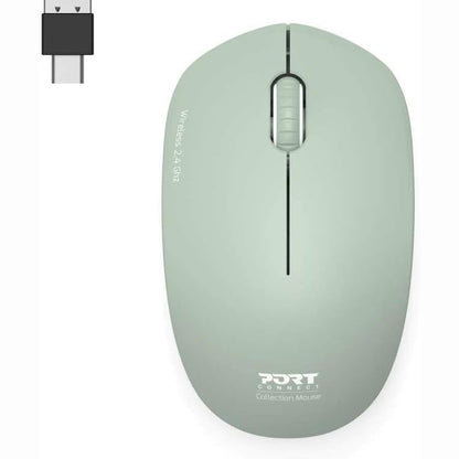 273613 - Port Connect Koleksioni i Mouse-ve për PC Wireless 2.4 GHz, Sensor Optik 1600 dpi, 3 Butona, Kompakt, Ambidextrous, Jeshile Ulliri