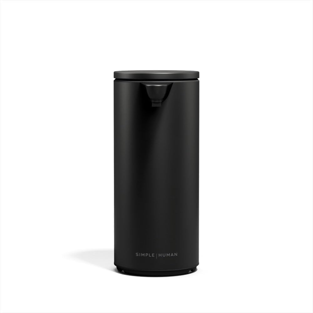 250089 - SIMPLEHUMAN Dispenser me sensor 266ml, Dispenser automatik i sapunit të lëngshëm i rikarikueshëm, Dozë e ndryshueshme, Valvul pa pika, IP67 i papërshkueshëm nga uji, i zi mat, ST1084