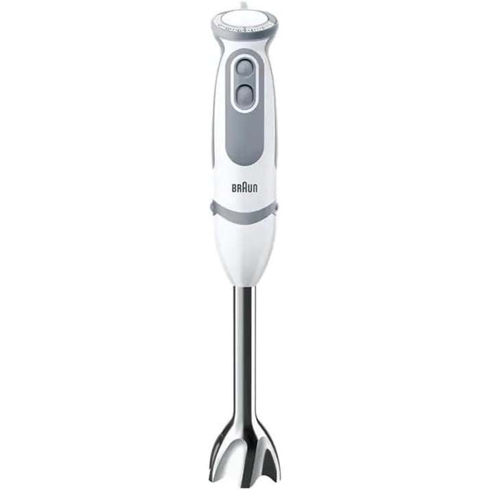 277375 - BRAUN Blender Dore Shtëpiak MQ 5235WH, 1000W, Shkop Përzierës MultiQuick 5 Vario me Këmbë Përzierëse prej Çeliku Inoks, Set Aksesori me 3 pjesë, i Bardhë/Gri [Klasa e Energjisë A]