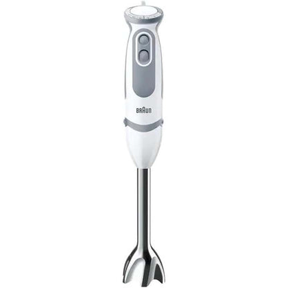 277375 - BRAUN Blender Dore Shtëpiak MQ 5235WH, 1000W, Shkop Përzierës MultiQuick 5 Vario me Këmbë Përzierëse prej Çeliku Inoks, Set Aksesori me 3 pjesë, i Bardhë/Gri [Klasa e Energjisë A]