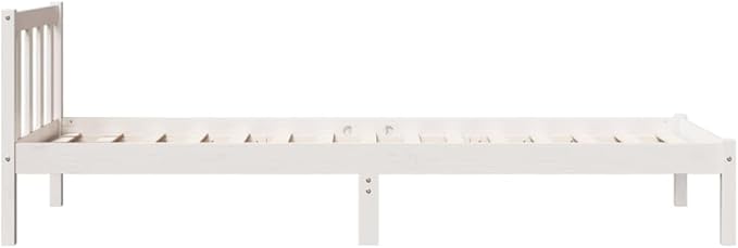 265610 - vidaXL Kornizë Shtrati Ekstra e Gjatë pa Dyshek, Baza e Shtratit për Dhomë Gjumi, Bazament Dysheku për Krevat Tek, Stil Modern, Dru i Bardhë 90x210 cm, Dru Pishe