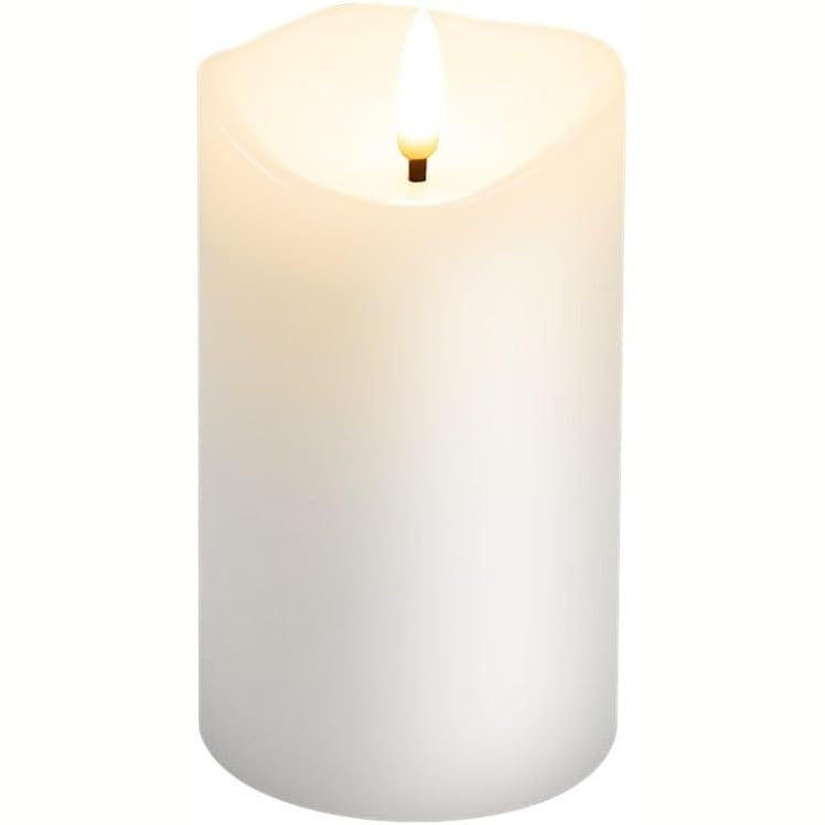 294496 - GOOBAY Qirinj LED, Qirinj të Bardhë me Dyllë të Vërtetë 7.5x12.5 cm me Funksion Kohëmatësi, Fitil 3D, Punon me Bateri, E Bardhë e Ngrohtë