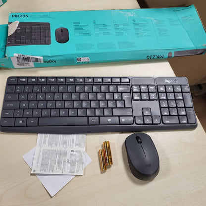 320053 - LOGITECH Kombinim Tastiere dhe Mausi pa Tel MK235, 2.4 GHz, Marrës USB Unifying, 15 Taste Funksionesh, Jetëgjatësi Baterie 3-vjeçare, Gri e Errët