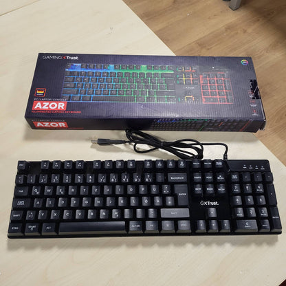 320133 - Trust Gaming Tastiera GXT 835 Azor me Ndriçim Prapa, QWERTZ Gjermane, Madhësi e Plotë, 3 Modalitete Ngjyrash LED, Anti-Ghosting, 12 Taste Funksionale Multimediale, PC/Laptop