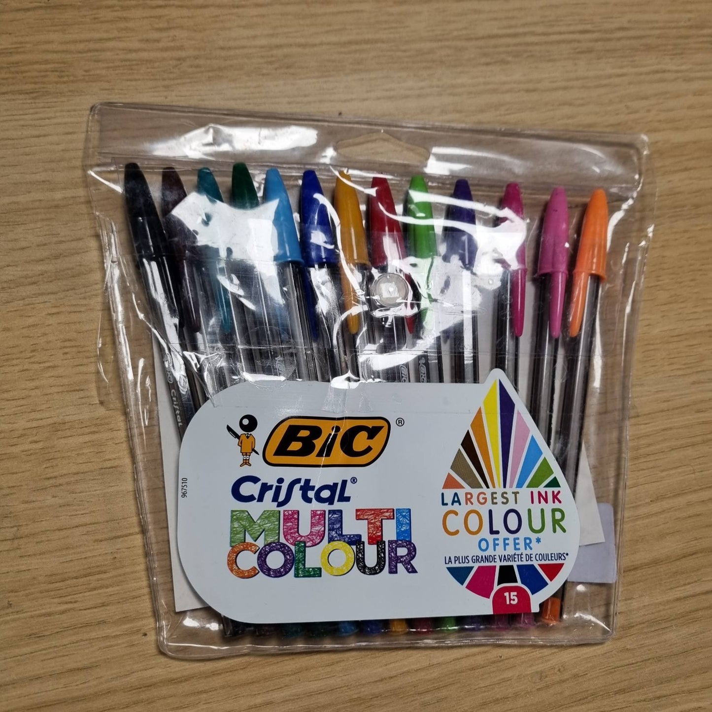 320575 - BIC Stilolapsa Cristal Shumëngjyrësh, majë e gjerë 1.6 mm, pako me 15 copë